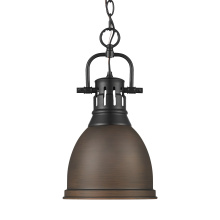 Golden 3602-S BLK-RBZ - Yep by Golden Lighting Duncan 1-light 9in Chain Hung Pendant in Matte Black and Rubbed Bronze shade